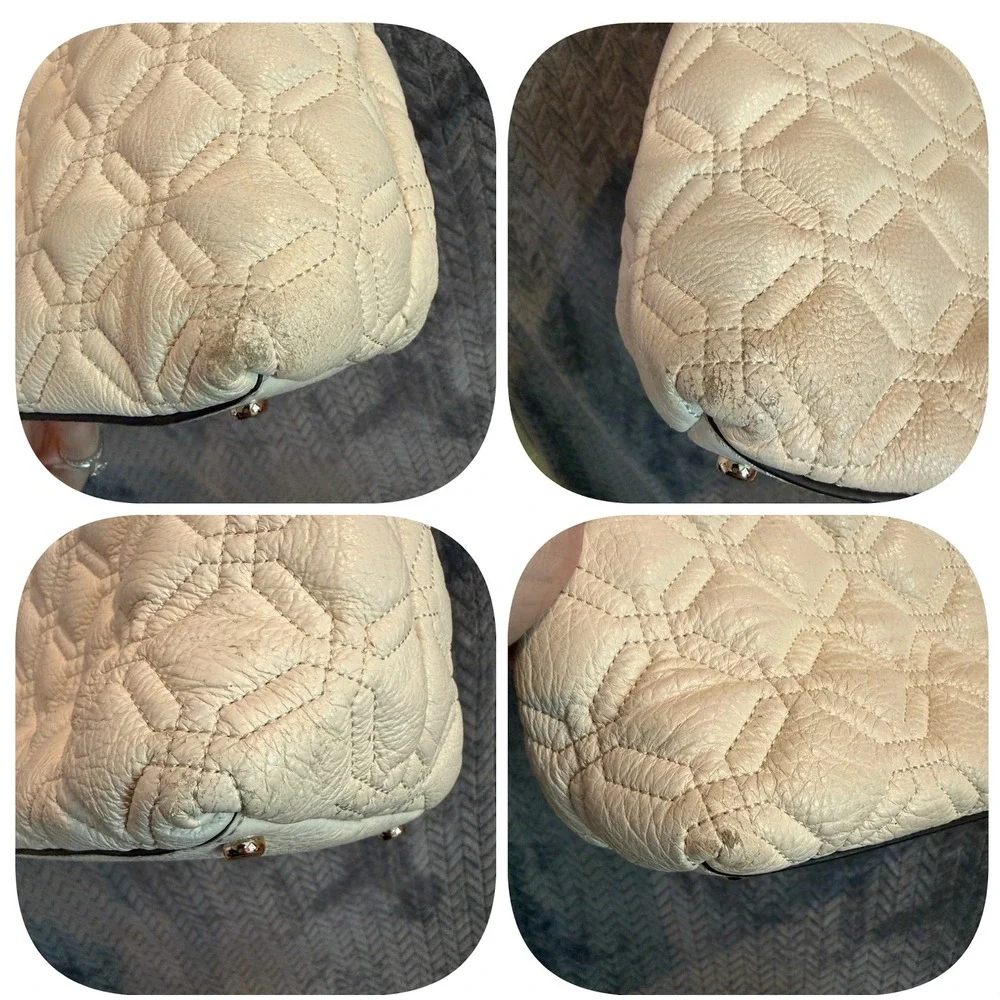 Kate Spade Off White Quilted leather Bag Astor Court Elena Shoulder Bag Large
